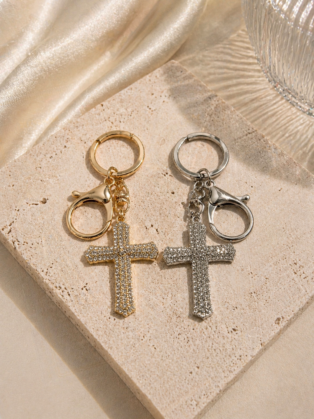 Crystal Cross Keychain