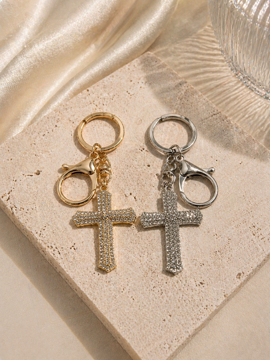 Crystal Cross Keychain