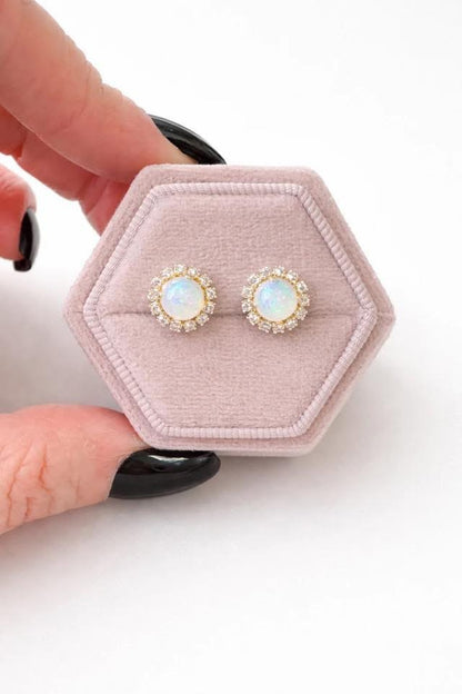 Halo Opal Aurora Stud Earrings