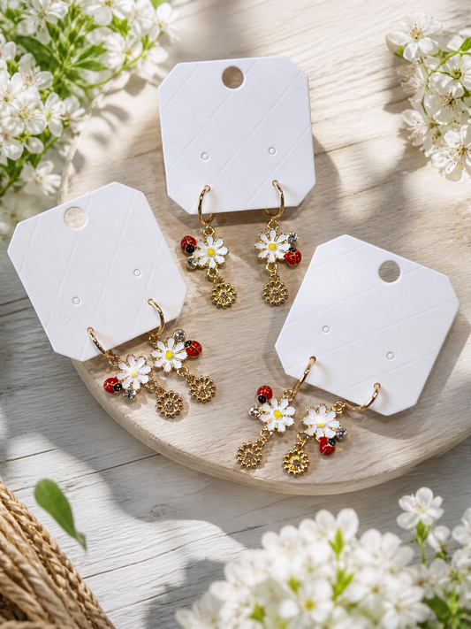 Daisy & Ladybug Drop Earrings