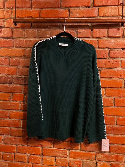 Whip Stitch Sweater in Hunter