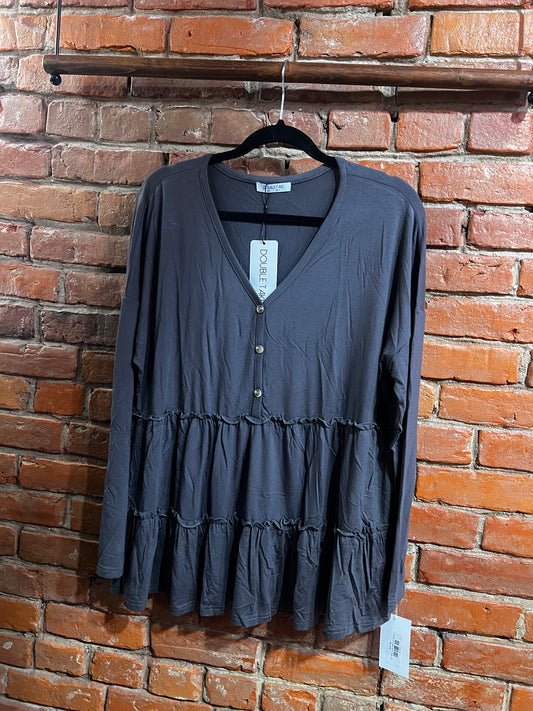 Silver Lining Ruffle Hem Blouse