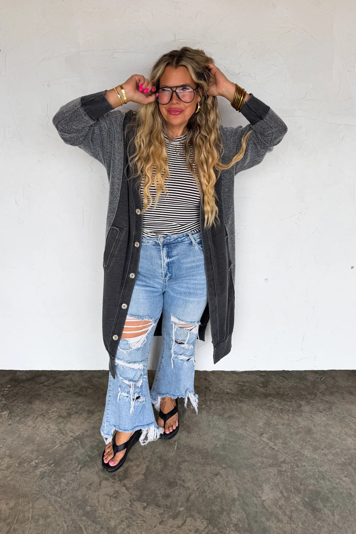 Desi Sweatshirt Cardi - Black