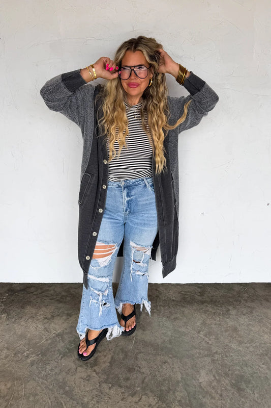 Desi Sweatshirt Cardi - Black