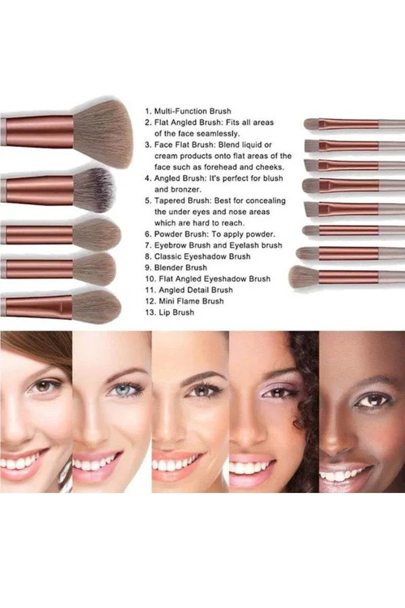 Makeup Brush Set in Mocha