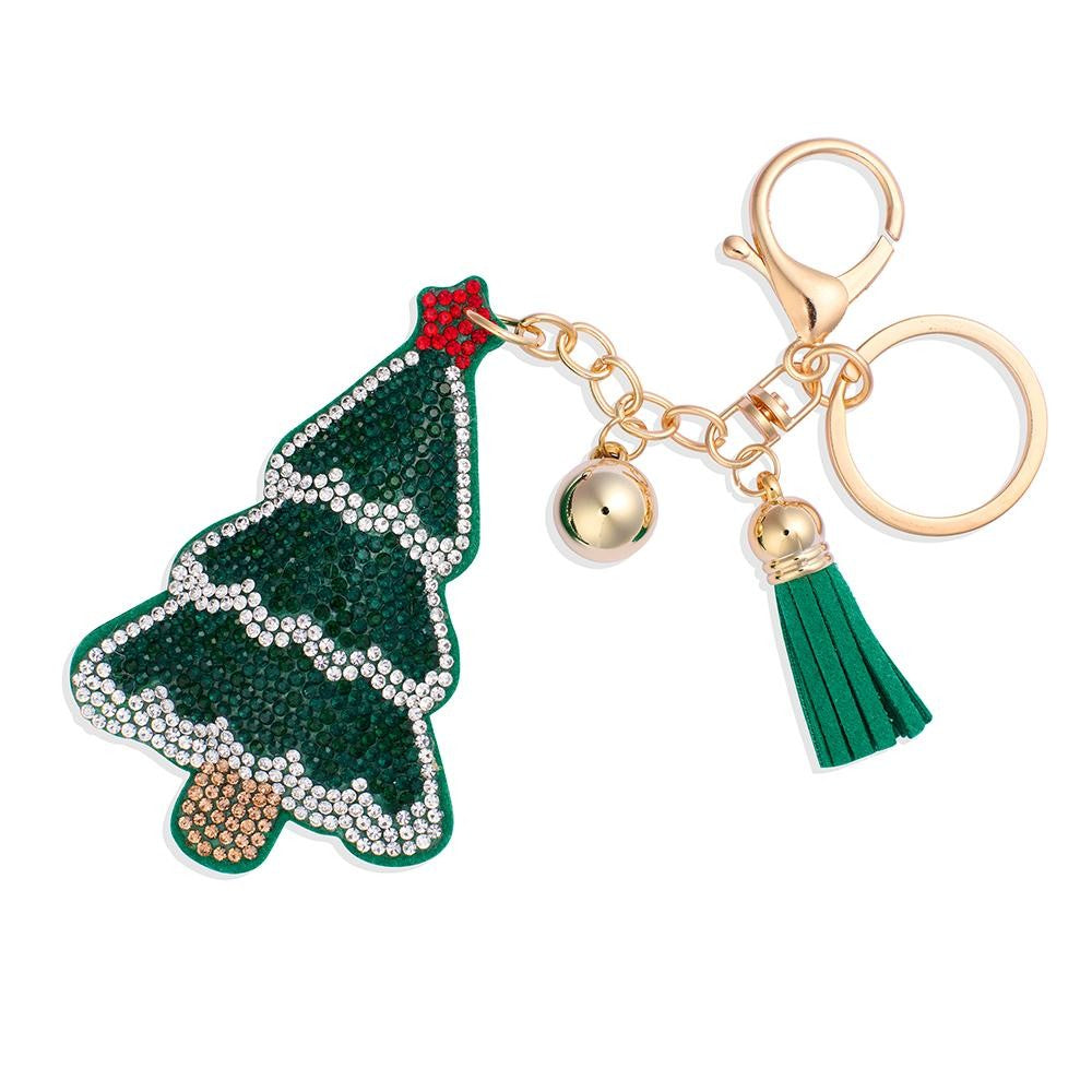 Rhinestone Studded Bag Charm - Christmas Tree