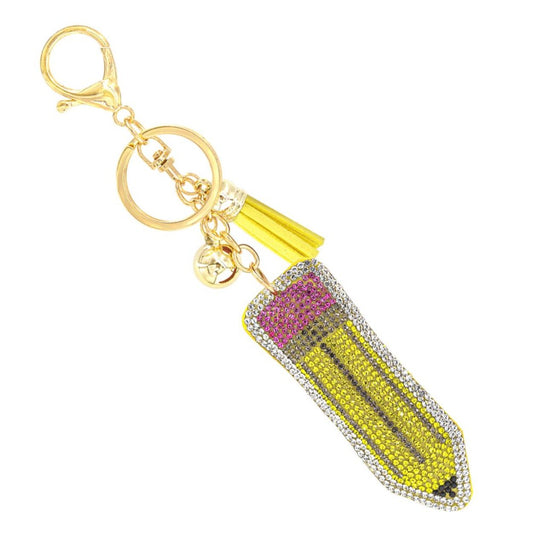 Rhinestone Studded Bag Charm - Pencil