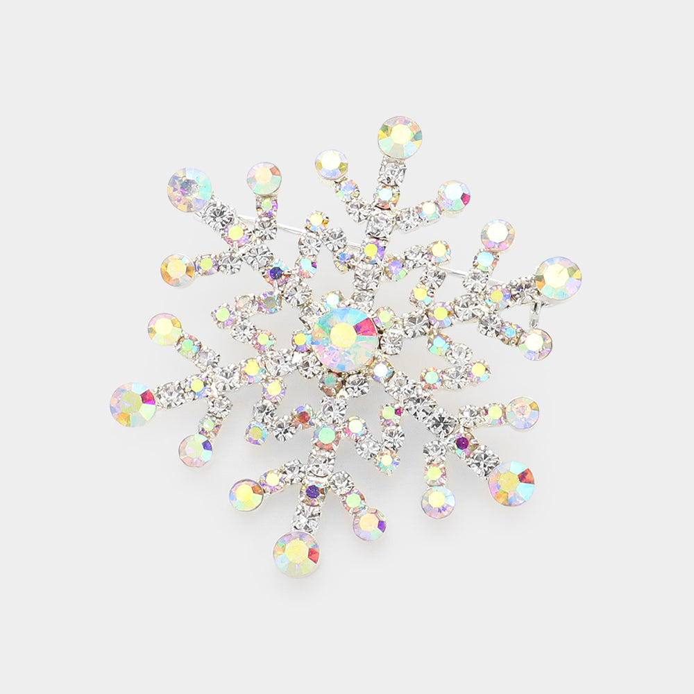 Crystal Pave Snowflake Brooch
