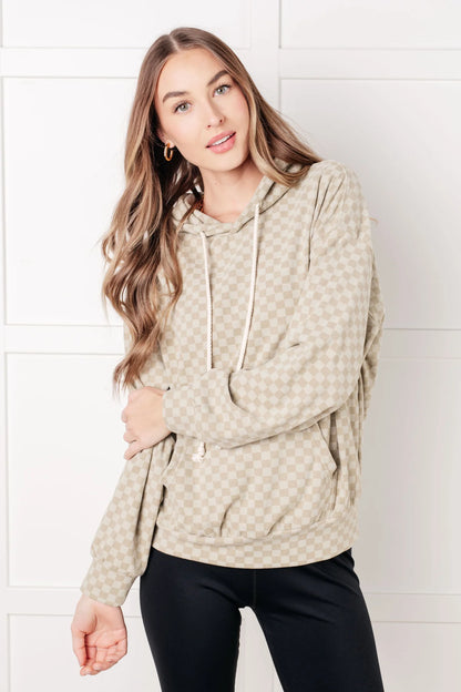 ASK ME OUT CHECKERED HOODIE IN SAGE