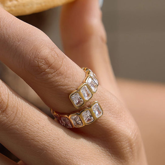 Stainless Golden Glow Wrap Ring