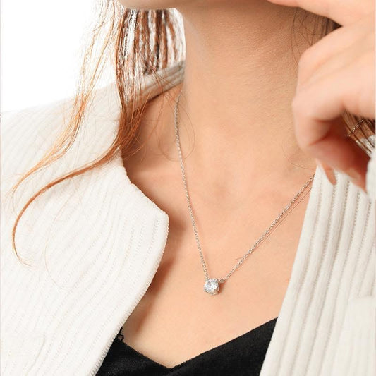 1 Carat Moissanite Solitaire Necklace - Sterling Silver