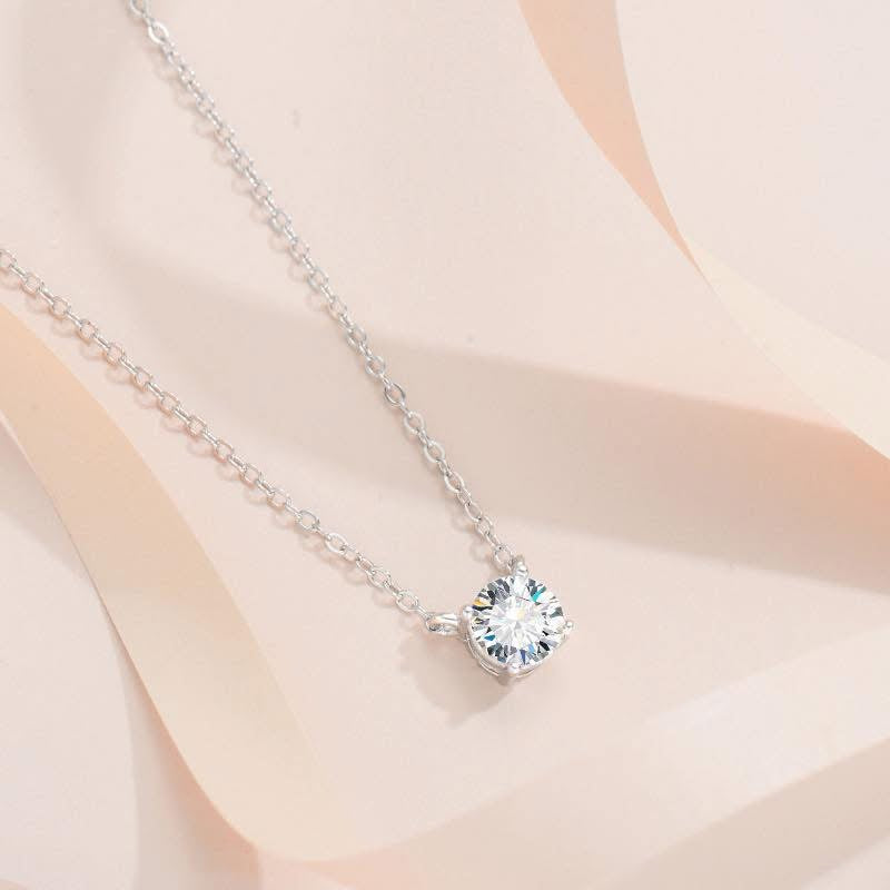 1 Carat Moissanite Solitaire Necklace - Sterling Silver