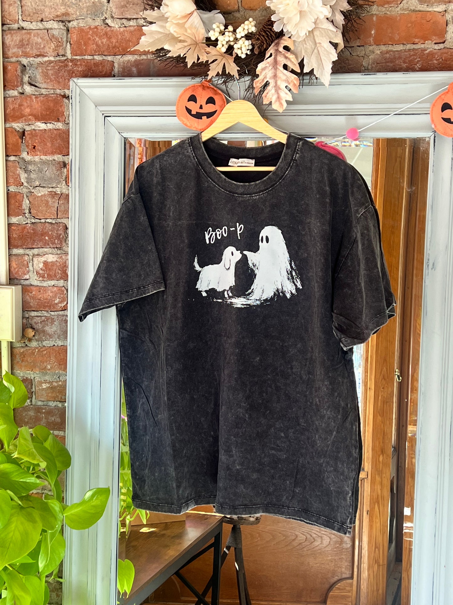 Halloween Dog Boop Acid Wash Tee