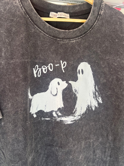 Halloween Dog Boop Acid Wash Tee
