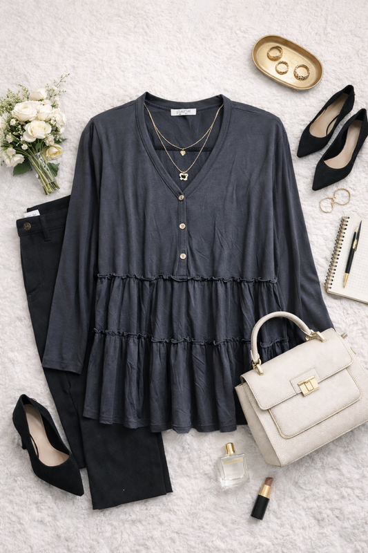 Silver Lining Ruffle Hem Blouse