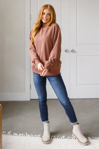 Chocolate Mock Neck Pullover
