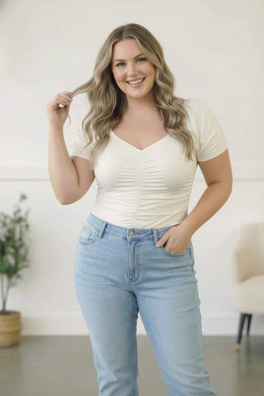 Luxe Ruched Bodysuit - Cream