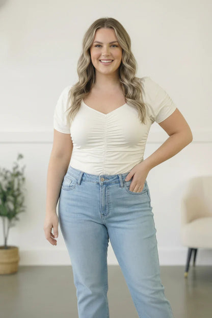 Luxe Ruched Bodysuit - Cream