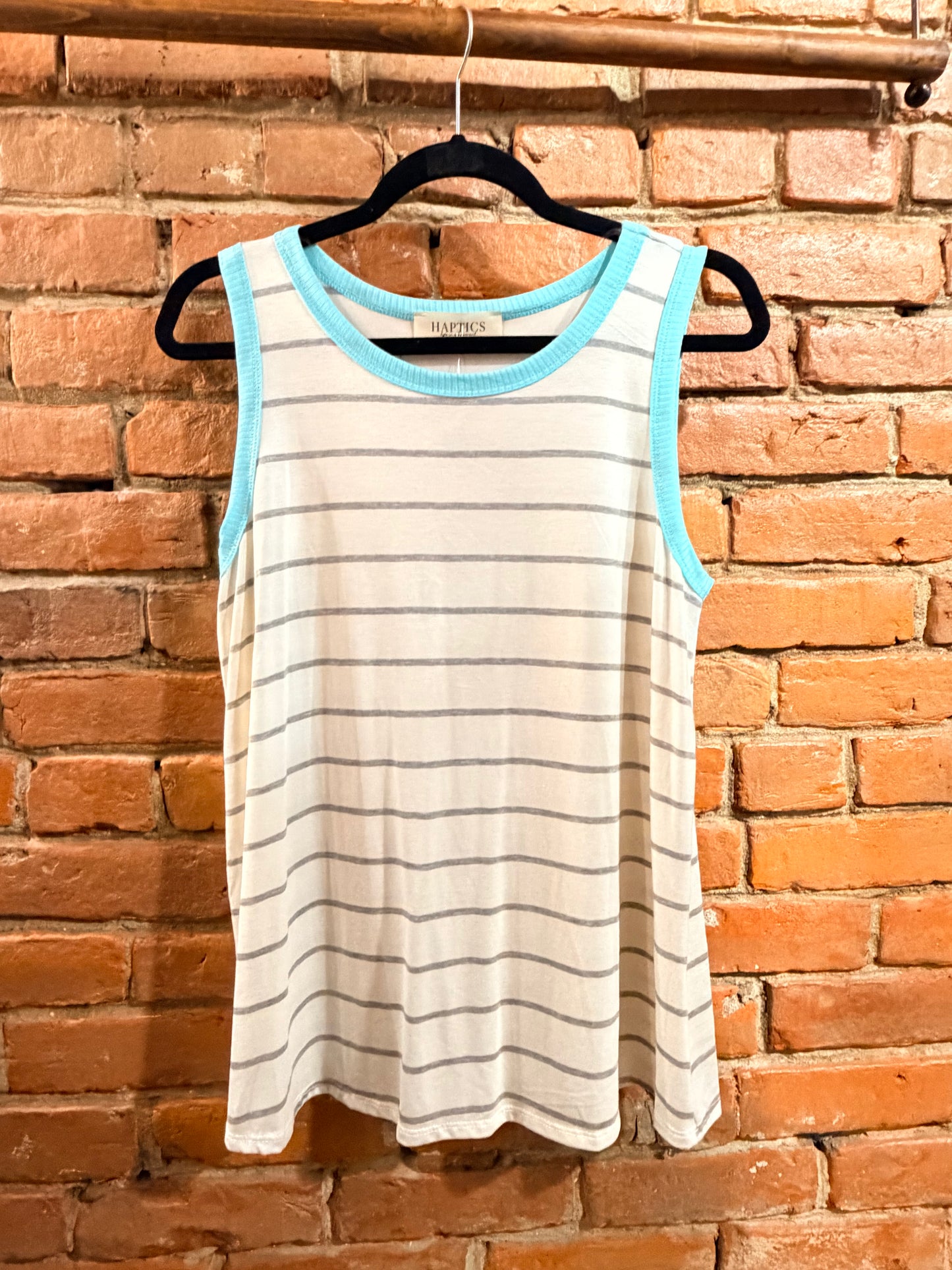 Mint Trim Stripe Knit Tank Top