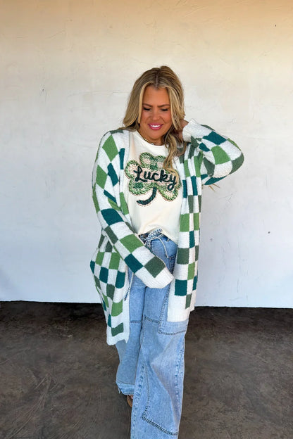 Shamrock Checkered cloud cardi