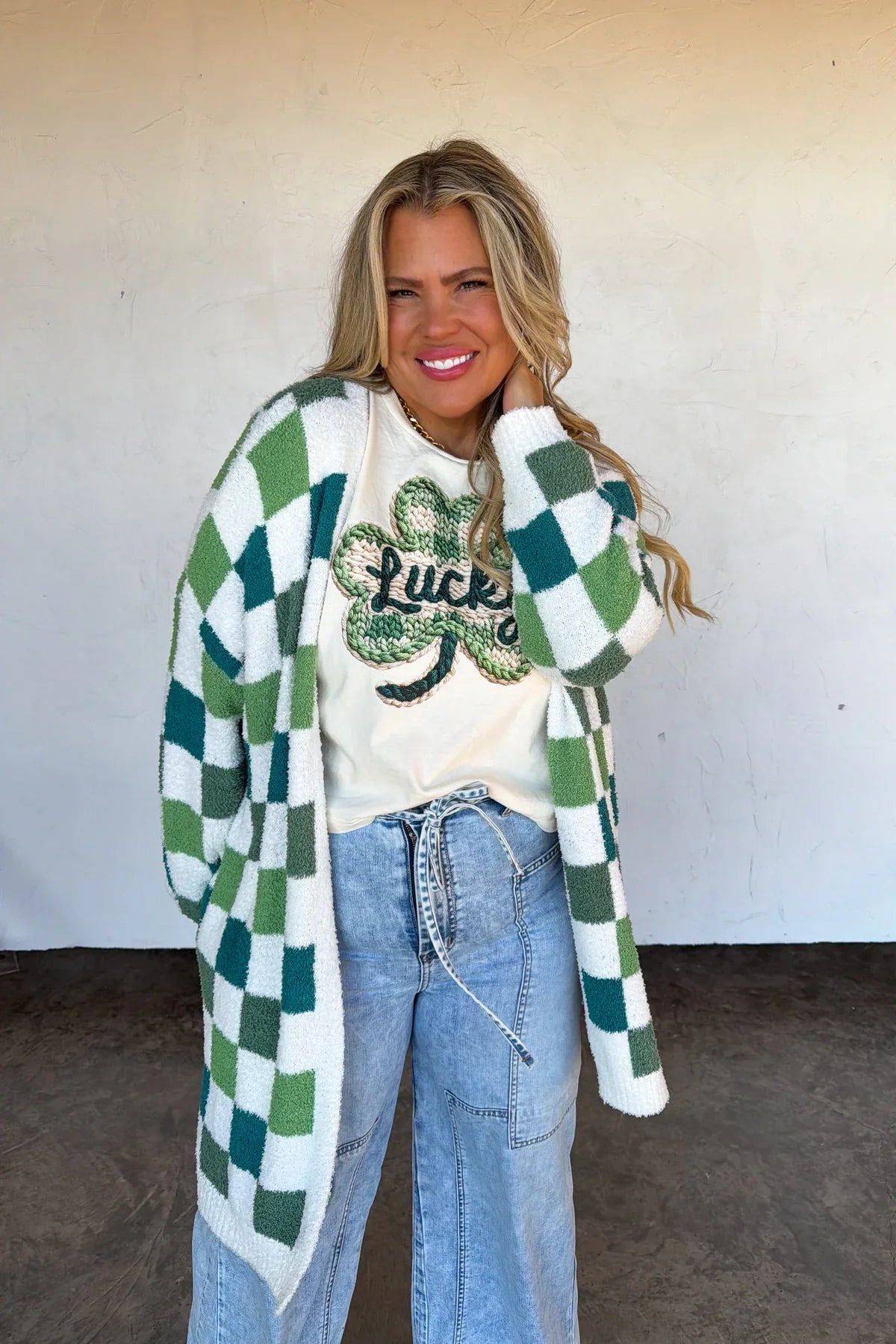 Shamrock Checkered cloud cardi