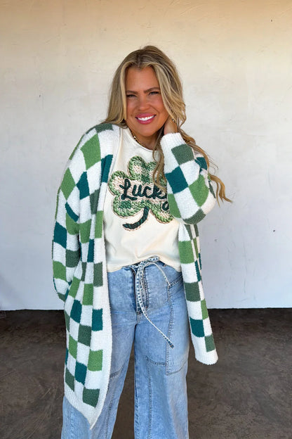 Shamrock Checkered cloud cardi