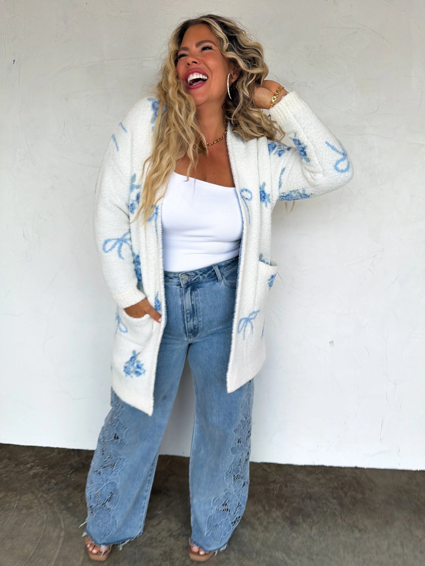 Blue Bows Cloud Cardi