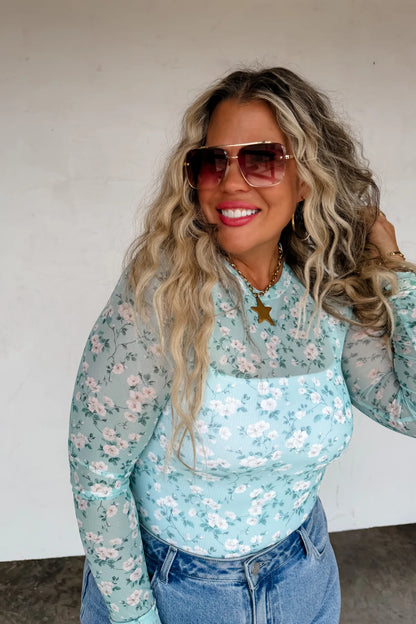 Dress it up mesh Top - Sage