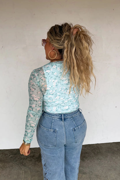 Dress it up mesh Top - Sage
