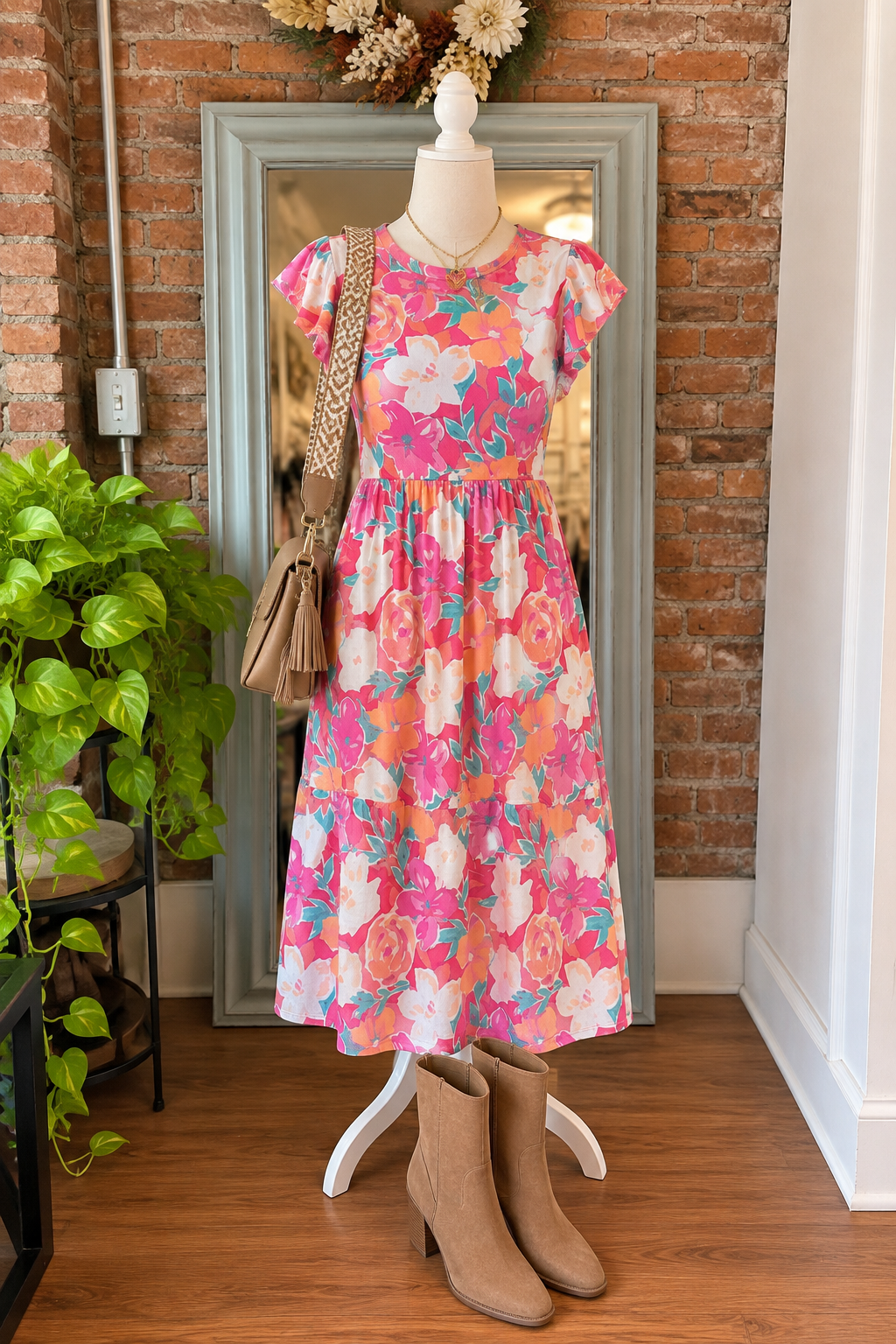 Garden Party Ruffle Sleeve Midi Dress
