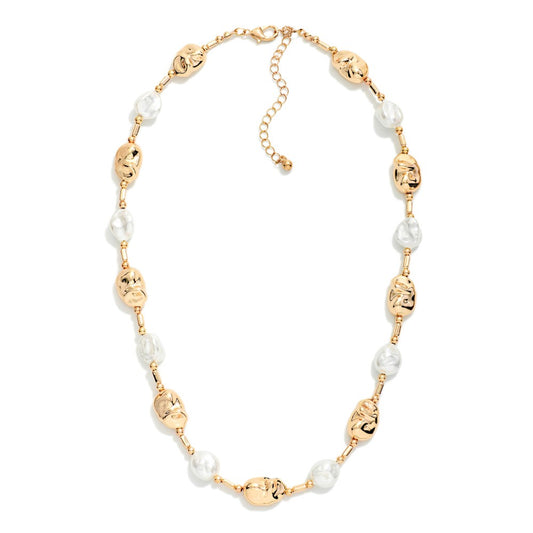 Baroque Pearl & Metal Necklace