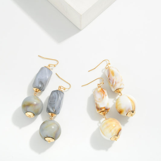 Chunky Marbled Dangle Earrings