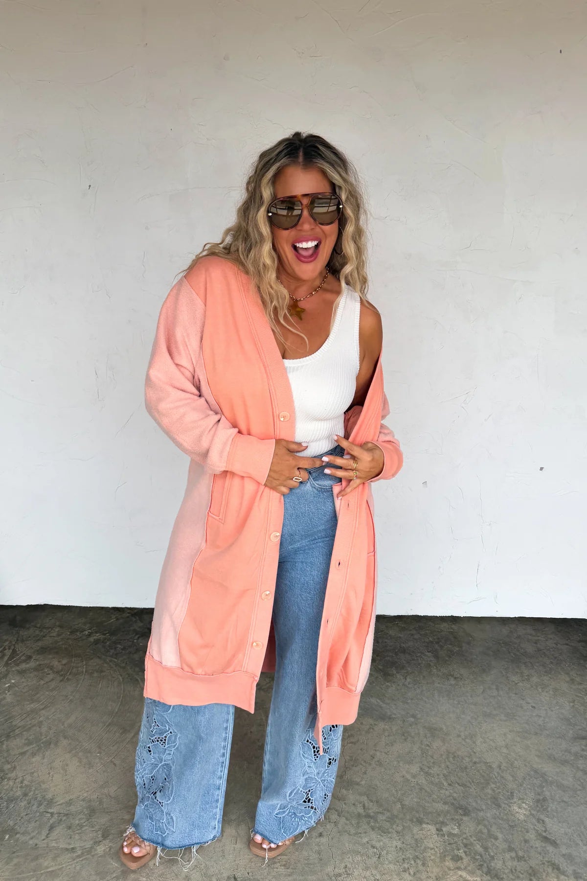 Desi Sweatshirt Cardi - Peach