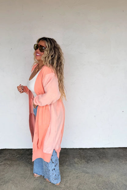 Desi Sweatshirt Cardi - Peach