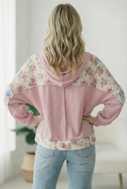 Sweet Blossoms Color Block Hoodie