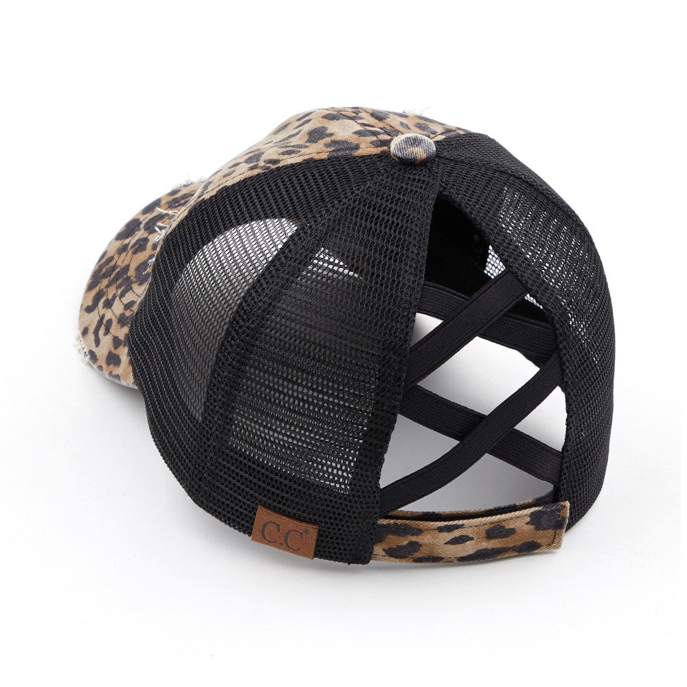 Leopard Print Ponytail Hat