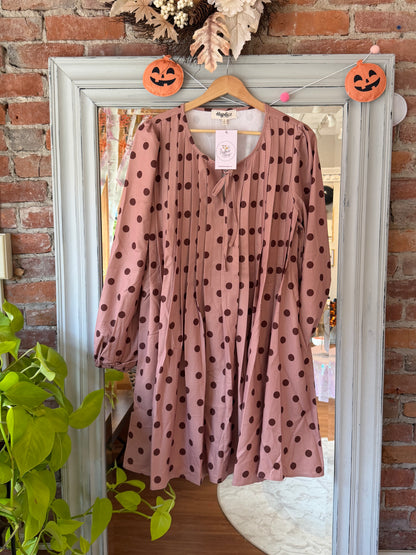 Mocha Polkadot Dress