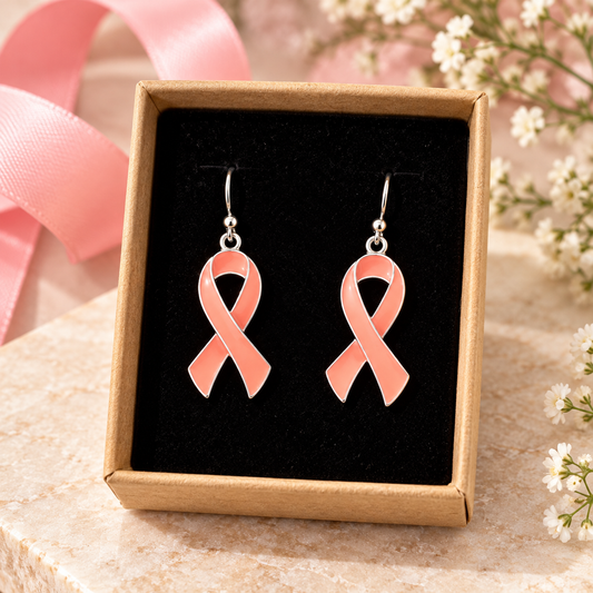 Pink Ribbon Dangle Earrings