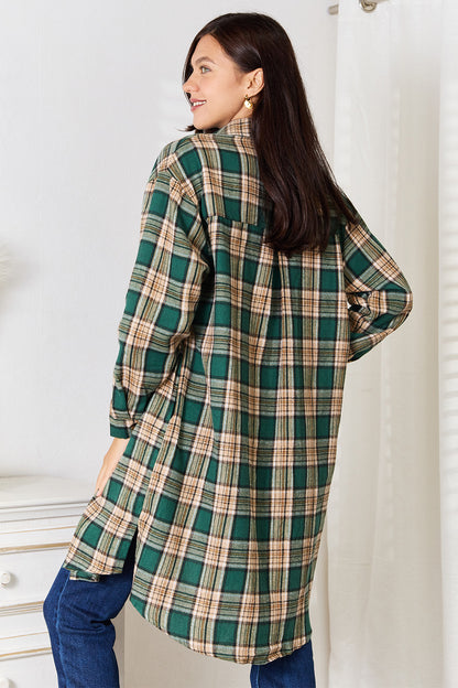 Evergreen Plaid Shirt Dress