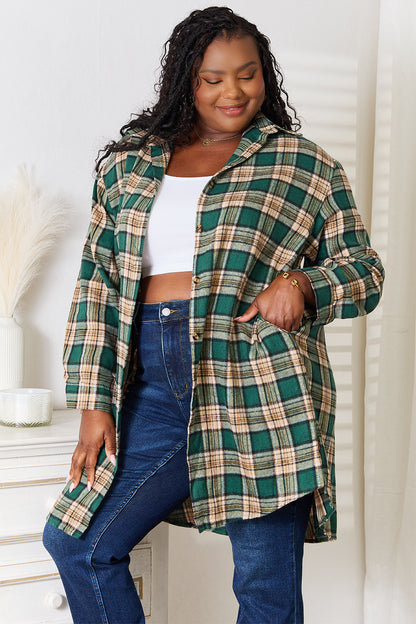 Evergreen Plaid Shirt Dress