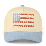 Blooms & Stripes Baseball Hat - Denim