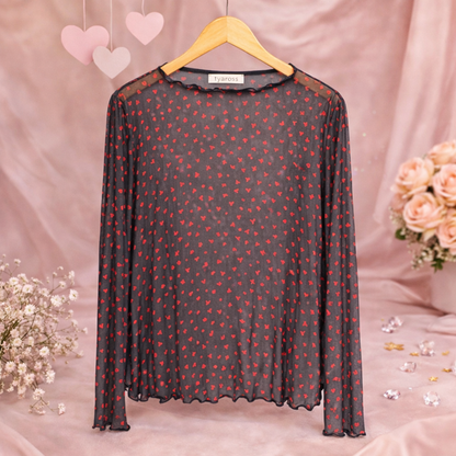 Love Notes Mesh Top in Black and White