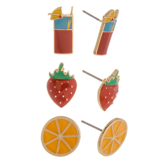 Sip Sip Hooray Fruit & Cocktail Stud Earring Set