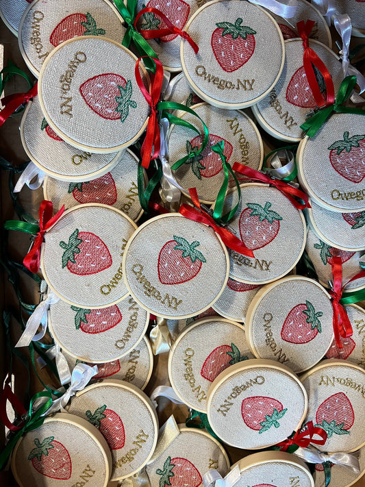 Berry Sweet Owego Embroidered Hoop Ornament